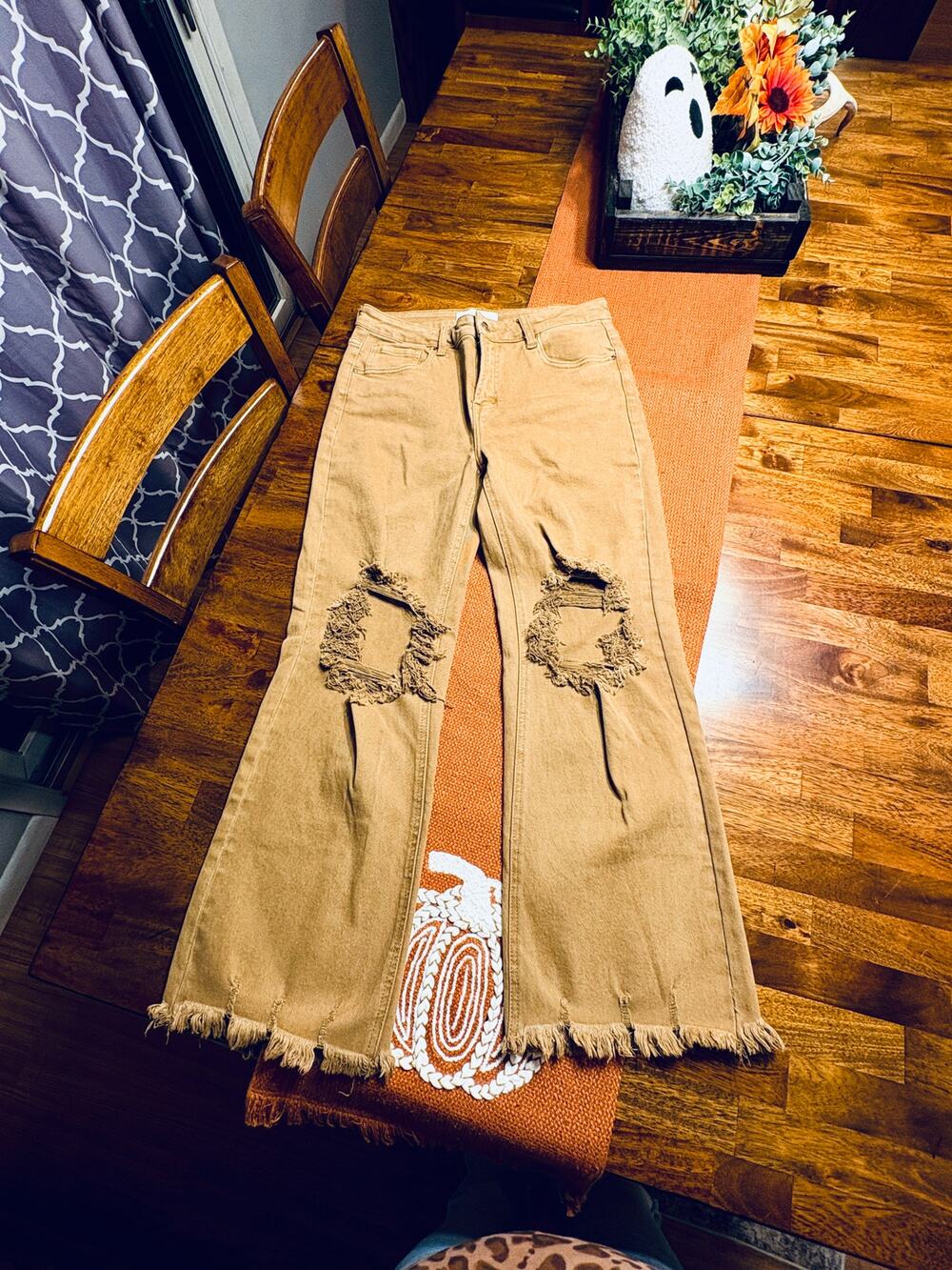 Risen Jeans Womens 11/30 Mustard High Rise Cropped Wide Leg Distressed
